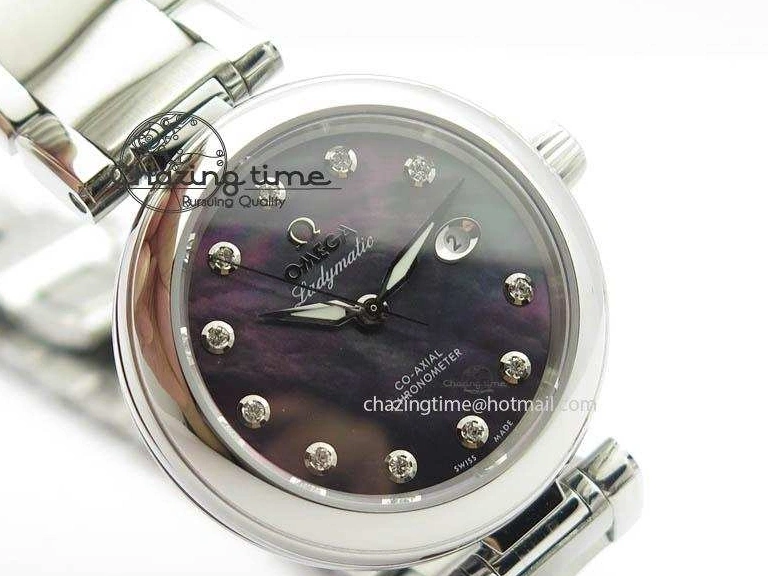 0106 De Ville Lady 34mm SS V6F 1:1 Best Edition Black MOP Dial On SS Bracelet SEIKO NH05A UrbanStyle 8152